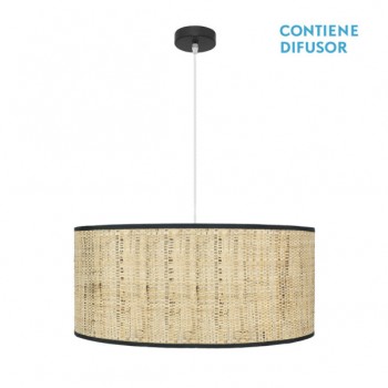 Distribuidor - Lâmpadas Diversas | Colgantes Rustica | COLGANTE NATASHA 3XE27 NEGRO/CAÑIZO REGX60X60 CM Ref: 189996009